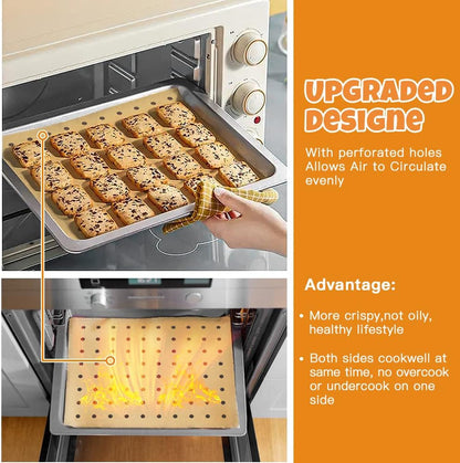 Air Fryer Disposable Parchment Paper Liners: 150Pcs Airfryer Liners 9X11 Inch Perforated Rectangular Paper Sheets Basket Liner Accessories for Toaster Oven Xl Air Fryer3