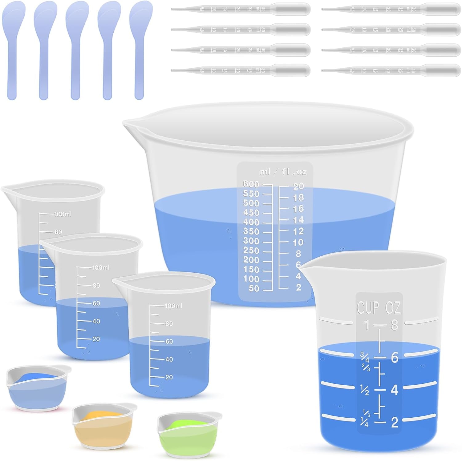 silicone-resin-mixing-measuring-cups-for-resin-supplies-600ml-20oz-bowl-250-100ml-thickened-reusable-silicone-cups-for-epoxy-mixing-with-stir-sticks-and-pipettes-jewelry-making