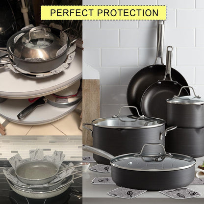 Pot and Pan Protectors 12 Pcs (10" 14" 15"), Pan Protectors for Stacking | Soft Felt Pots and Pans Dividers Separator, Avoid Scratching Cookware Protectors, Reusable7