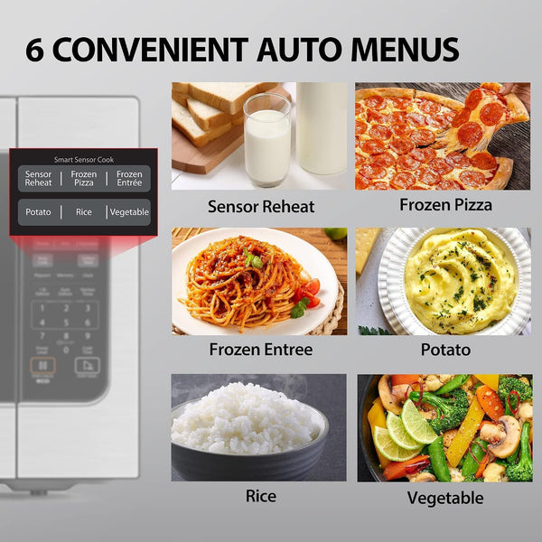 Large Countertop Microwave Oven with Smart Sensor, 2.2 Cu.Ft, 1200W | Smart Humidity Sensor, 6 Auto Menus, Auto Defrost, ECO Mode, Mute Option, 16.5" Memory Turntable, Stainless Steel5