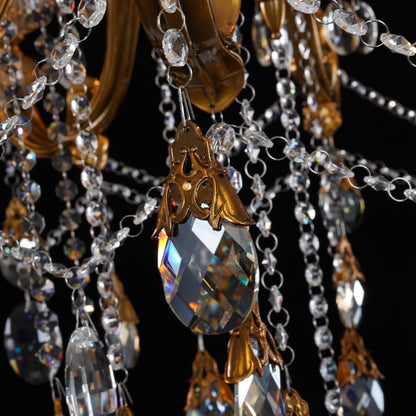 Vintage Brass Crystal Chandelier Large Candle Style Pendant Light8