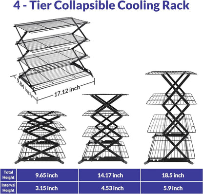 2/3/4-Tier Upgraded Collapsible Cooling Rack with Adjustable 3 Setting Design Stackable Roasting Cooking Drying Wire Cooling Rack for Cookies Baking Gifts for Women2