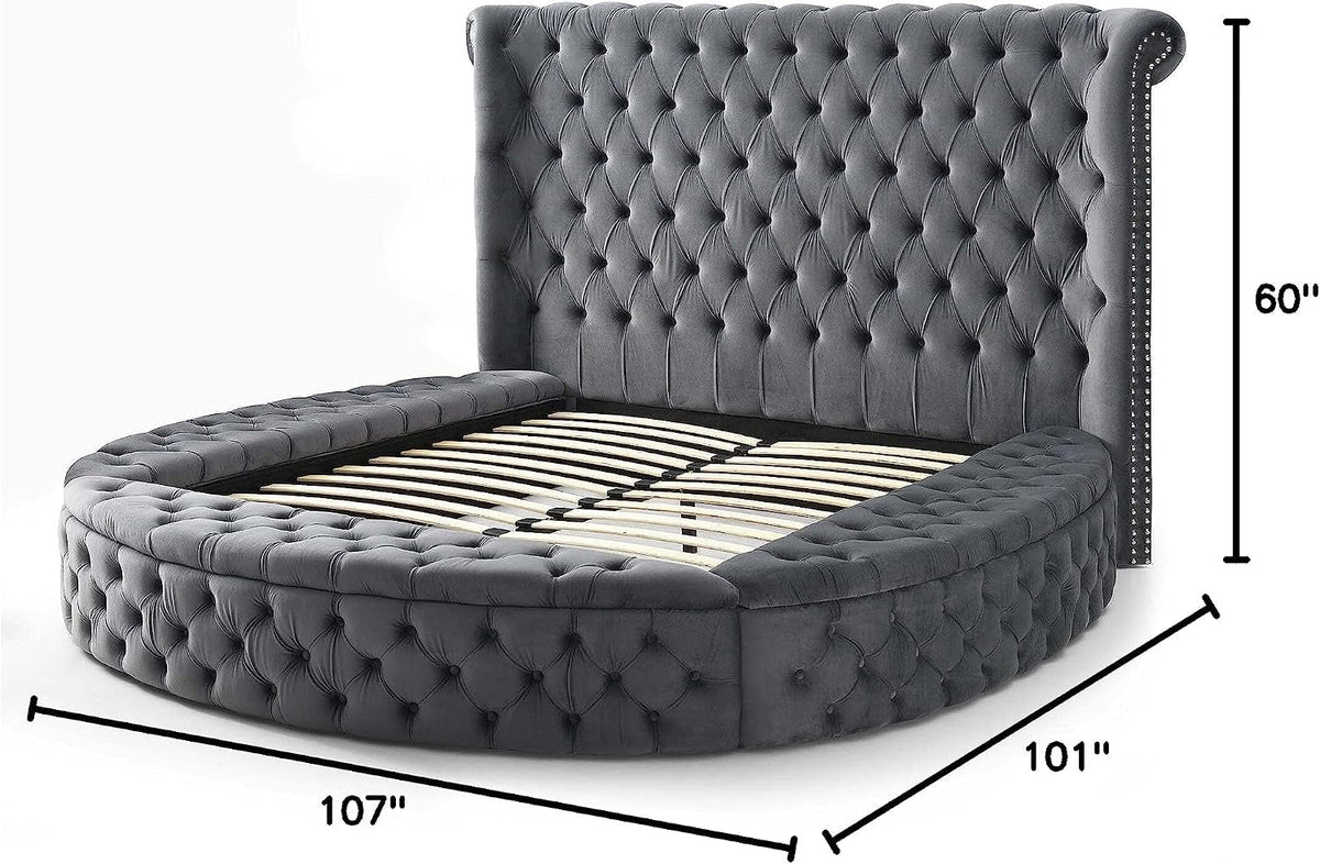elizabeth-107-x-101-velvet-round-storage-king-bed-in-gray