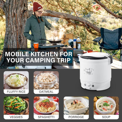 12V Rice Cooker for Car 1L Mini Rice Cooker with Steamer, White | 2Cup Portable Travel Rice Cooker for 1-2 People, Cooking Heating & Auto Keeping Warm Function, Used as an Electric Lunch Box3