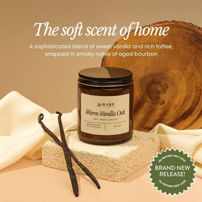 9Oz Non Toxic Soy Candle Warm Vanilla Oak - 40+ Hour Burn3