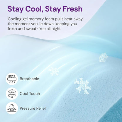 King Size 10 Inch Cooling Gel Memory Foam Mattress, Medium Feel | Pressure Relief & Ergonomic Support, Cool Sleep, Machine Washable Anti-Slip Cover, Fiberglass Free, Certipur-Us Certified2