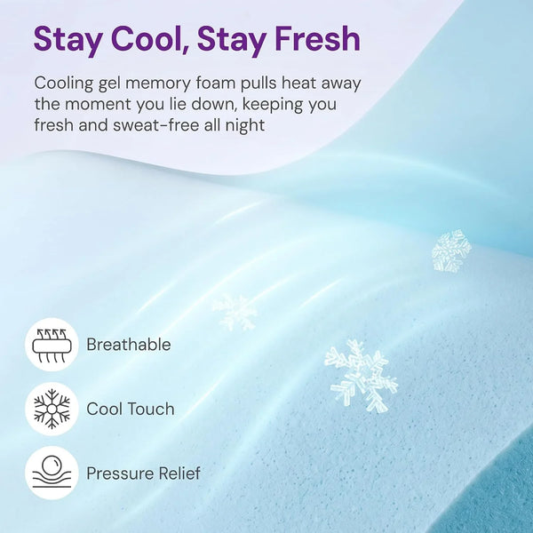 King Size 10 Inch Cooling Gel Memory Foam Mattress, Medium Feel | Pressure Relief & Ergonomic Support, Cool Sleep, Machine Washable Anti-Slip Cover, Fiberglass Free, Certipur-Us Certified2