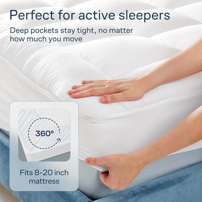 100% Cotton Top Cooling Mattress Topper - Queen Size | Cloud-Like Mattress Pad, Breathable, 20" Deep Pocket, Back Pain Relief, Perfect for Hot Sleepers, White5