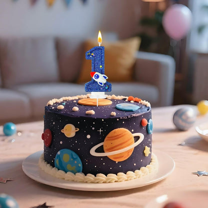 Astronaut Number 1 Birthday Candle for Cake - Space Universe Themed Cake Topper and Party Decoration for Boys, Sparkler for Anniversary Celebrations (Number 1)4