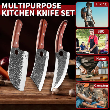 Butcher Knife Set – 3PCS Hand Forged Kitchen Knife Set6