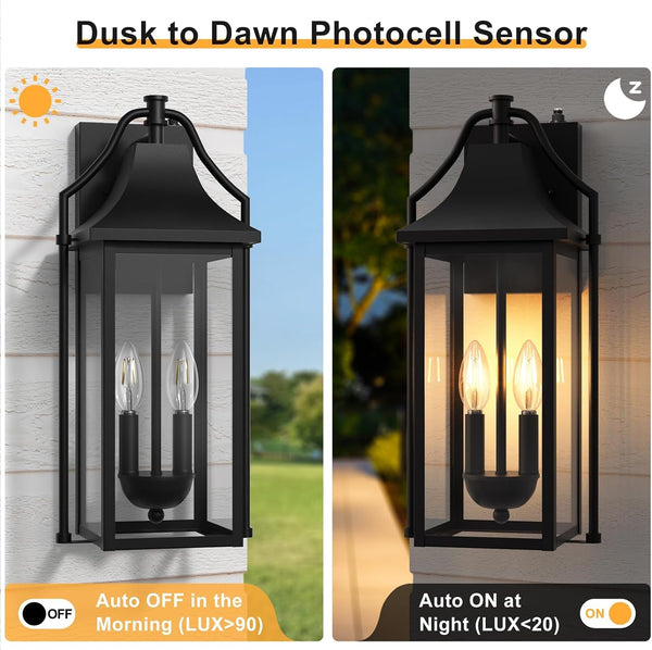 18IN Dusk to Dawn Outdoor Wall Sconce, 2-E12 Base Porch Light9