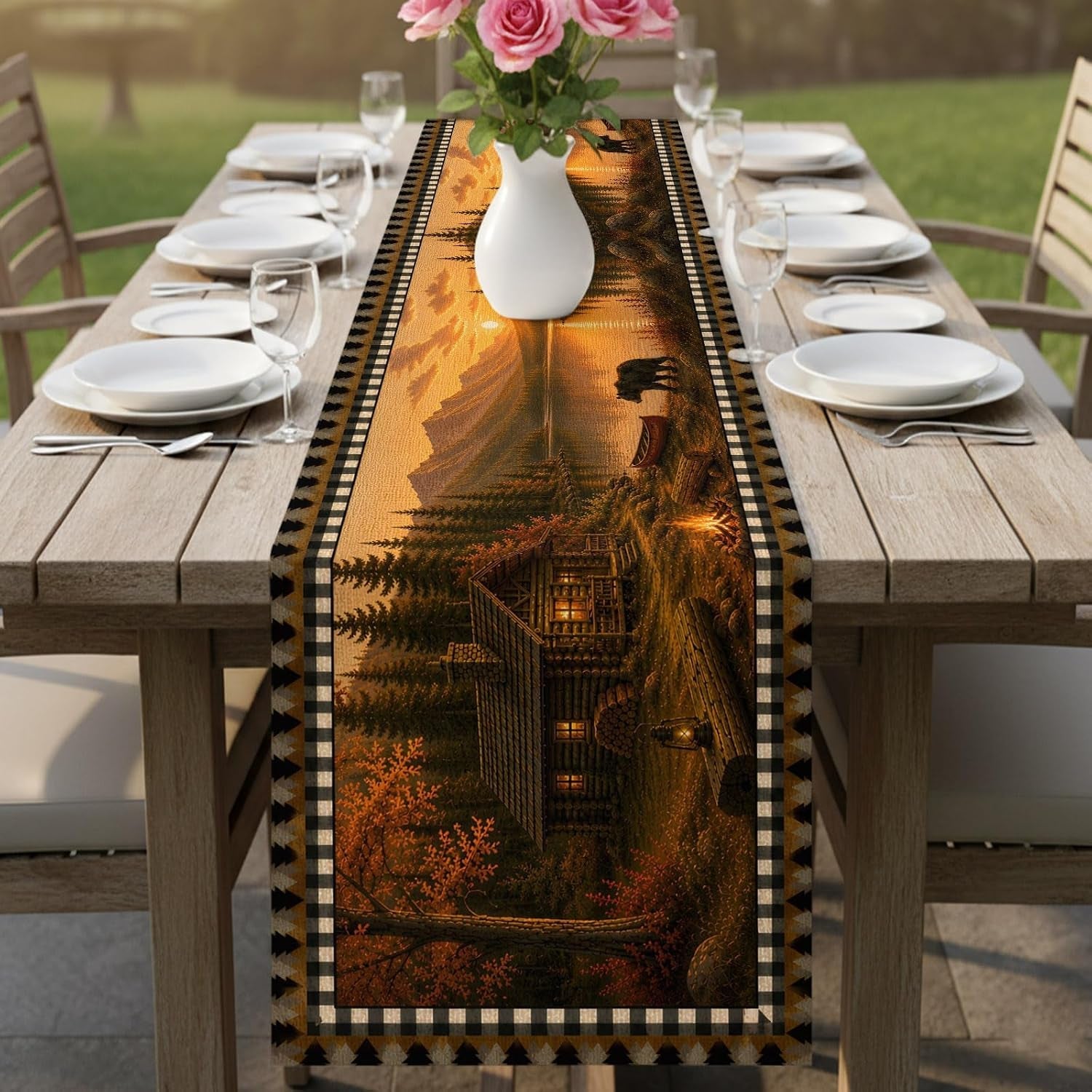 mountains-bear-table-runner-cotton-linen-72-inch-holiday-dresser-scarves-farmhouse-country-cabins-pine-tree-brown-tablerunner-for-kitchen-coffee-dining-living-room-dinner-scarf-decor-13x72