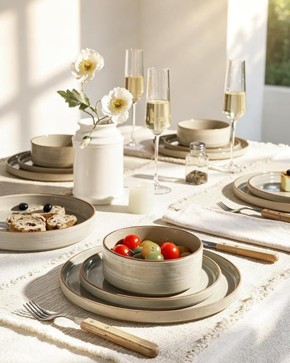 Stellar 24-Piece Stoneware Dinnerware Set, Matcha Green4