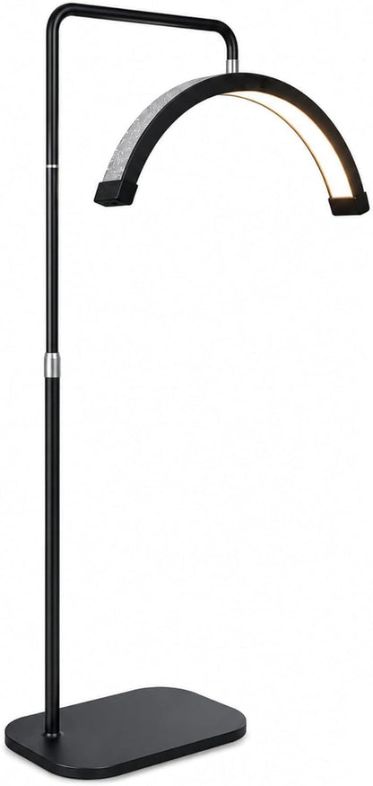 Bling Half Moon Lash Light | Dimmable LED Diamond Esthetician Light for Eyelash Techs - LED Floor Lash Lamp with Adjustable Height, Touch Control & Stable Base | Warm & Cool Tones | Black1