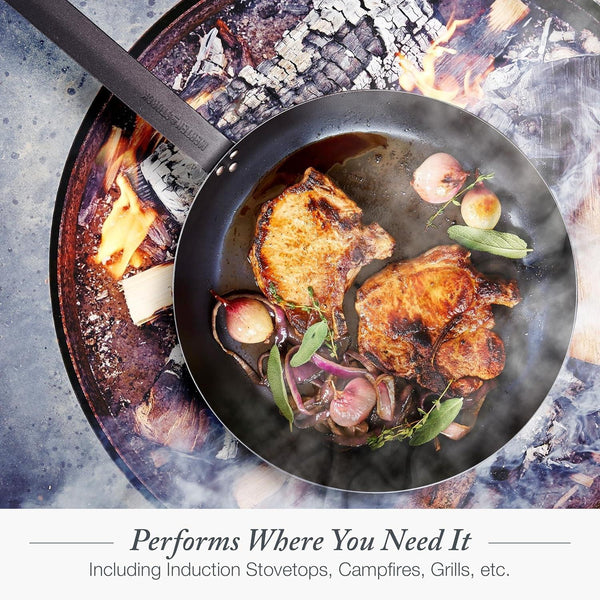 12" Pre-Seasoned Carbon Steel Frying Pan Skillet | Natural Nonstick with Use, Induction & All Stovetop Suitable, Grill & Campfire Safe, Even Heating, Indoor/Outdoor Use5