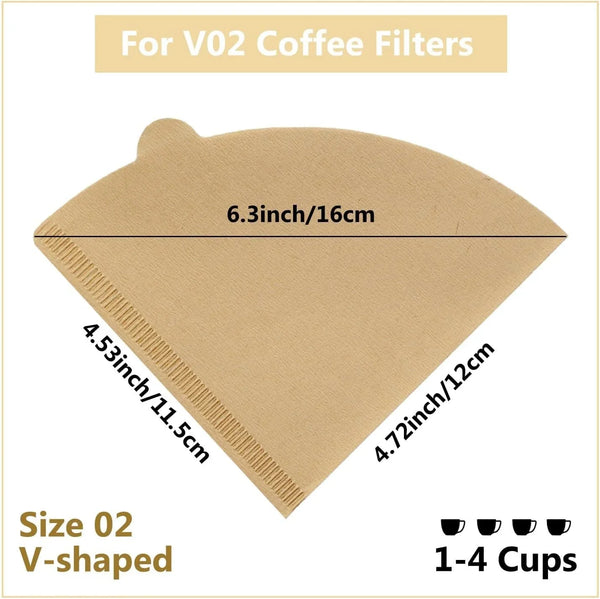 Cone Coffee Filters Size 02, 100 Count 1-4 Cups Unbleached V02 Disposable Coffee Filter Paper, Compatible with Conical Shaped Pour over Coffee Dripper and Drip Coffee Maker2