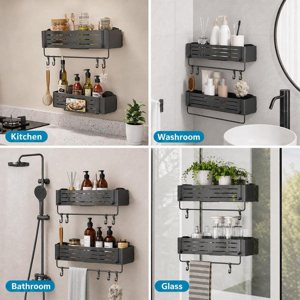 Shower Caddy Suction Cup, No Drilling Rustproof Aluminum Shower Shelves8
