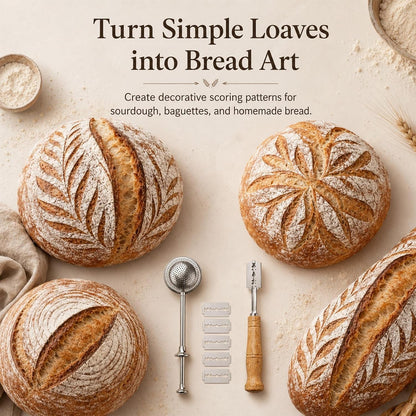 Bread Lame and Flour Duster Sets, 304 Stainless Steel Bread Scoring Tool6