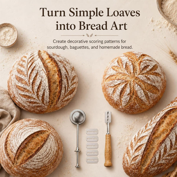 Bread Lame and Flour Duster Sets, 304 Stainless Steel Bread Scoring Tool6