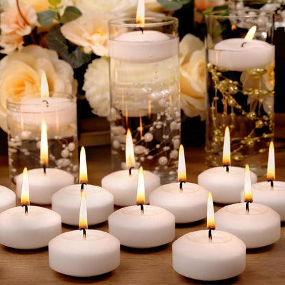 Floating Candles 2-Inch - 12 Pack White Unscented Floating Candles Smokeless Slow Burning Water Candle Set for Centerpieces Wedding Party Gifts Home Decor1