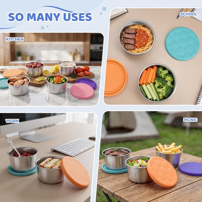 6-Pack 8Oz Stainless Steel Snack Containers for Kids, Leakproof7