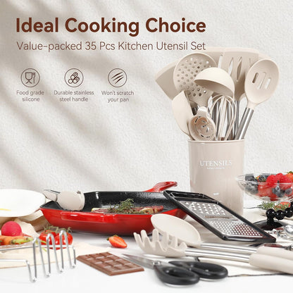35 Pcs Silicone Cooking Utensils Set BPA Free 446°F Heat Resistant2