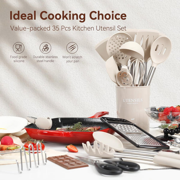 35 Pcs Silicone Cooking Utensils Set BPA Free 446°F Heat Resistant2