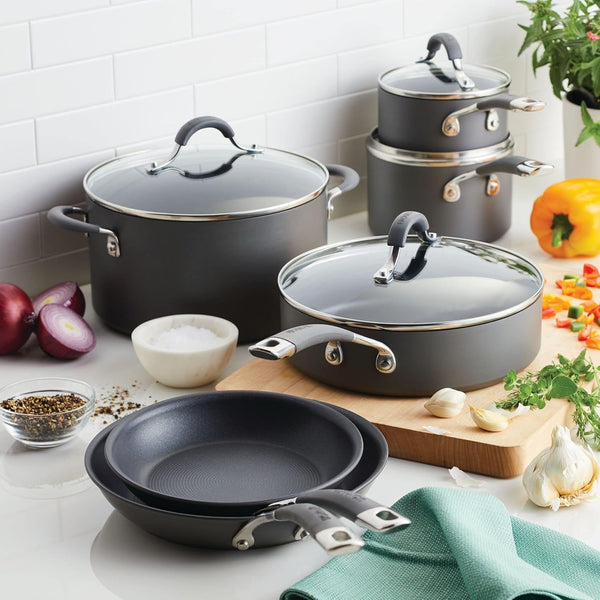 Radiance Hard-Anodized Nonstick Cookware Set, Kitchen Pots and Pans Set, 10-Piece, Gray2
