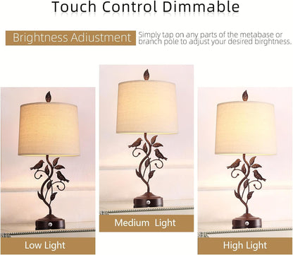 27" Touch Farmhouse Bird Table Lamps for Living Room with 2 USB C+A Ports3