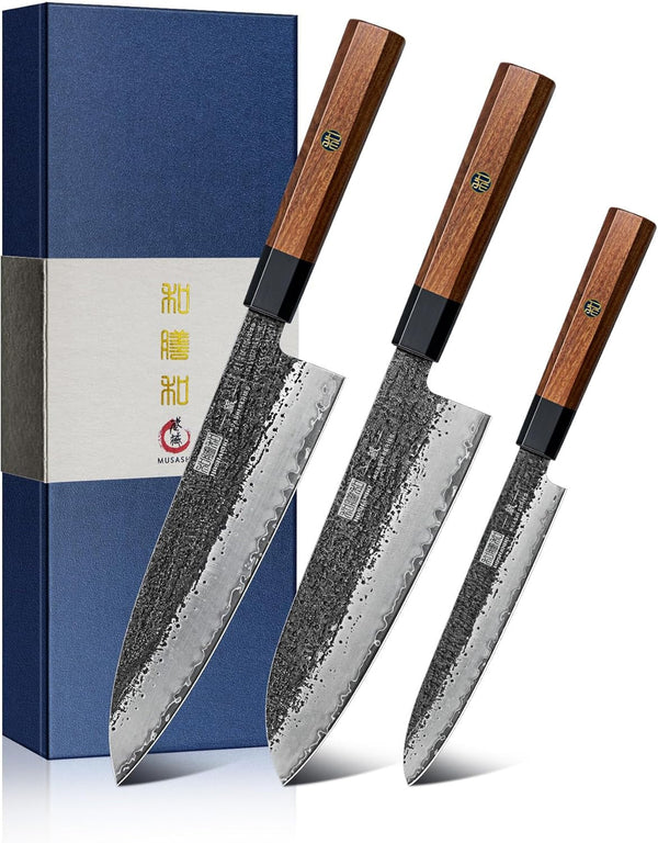 3 Pieces Knife Set, Japanese Kitchen Knife Set, Rosewood Handle1
