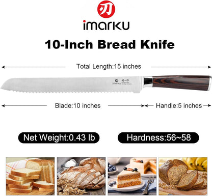 Bread Knife,10 in German Professional Homemade Bread Slicing Knife5