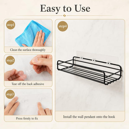 16 Pcs Shower Caddy Adhesive Replacement, Strong Shower Shelf Adhesive,Waterproof Showers Adhesives Strip, Ad-Hesive Hook for Showers, No Drilling for Bathroom Storage Shelve and Kitchen Rack9