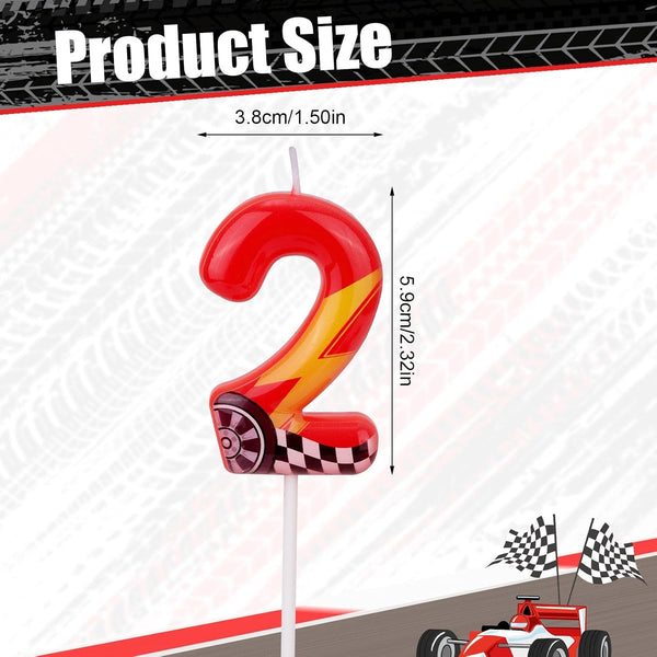 Racing Cars Themed Birthday Candle, Red Racing Car Lightning Number Candle2