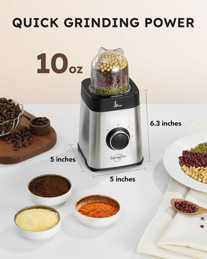 Blenders and Food Processor Combo for Kitchen, 5 in 1 Blender for Shakes and Smoothies, Meat Chopped, Grinding & More, 40 Oz Jar & 17Oz Cup with To-Go Lid, Stainless Steel Silver2