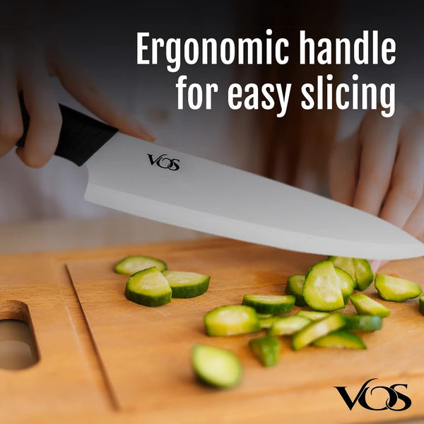 Ceramic Chef Knife 8 Inch with Protection Cover – Large Ceramic Kitchen Knife for Slicing, Dicing, and Fruits – Lightweight Zirconia Blade – Luxury Gift Packaging – Ultra Sharp Chefs Knife (Black)5