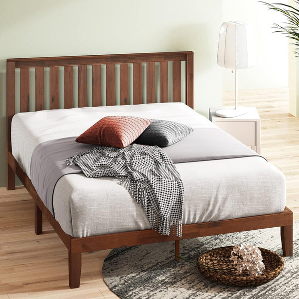 Vivek Wood Platform Bed Frame with Headboard, Easy Assembly, Queen1