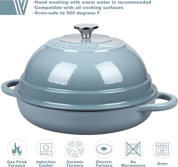 Cast Iron Enameled Dutch Oven Pot with Lid for Bread Baking, Bread Oven, 6 Quart, Sea Salt3