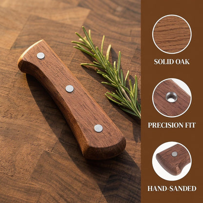 1 Pair Replacement Knife Handle - Solid Wood Knife Scales - Pre Drilled Chopper Handle - Easy Installation - Kitchen Butcher Cleaver Grip for Restaurant Brown8