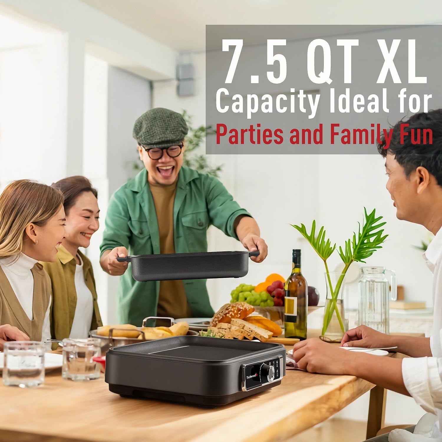 slow-cooker-1500w-electric-skillet-7-5-quart-extra-large-capacity-multi-cooker-with-5-level-heat-settings-come-with-non-stick-skillet-pan-cooking-pot-dishwasher-safe-black