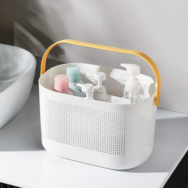 Plastic Portable Shower Caddy Basket, Storage Organizer with Handle, Yellow3