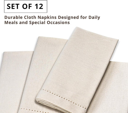 Hemstitch Cloth Napkins 18X18 in Set of 12 - Natural Color6