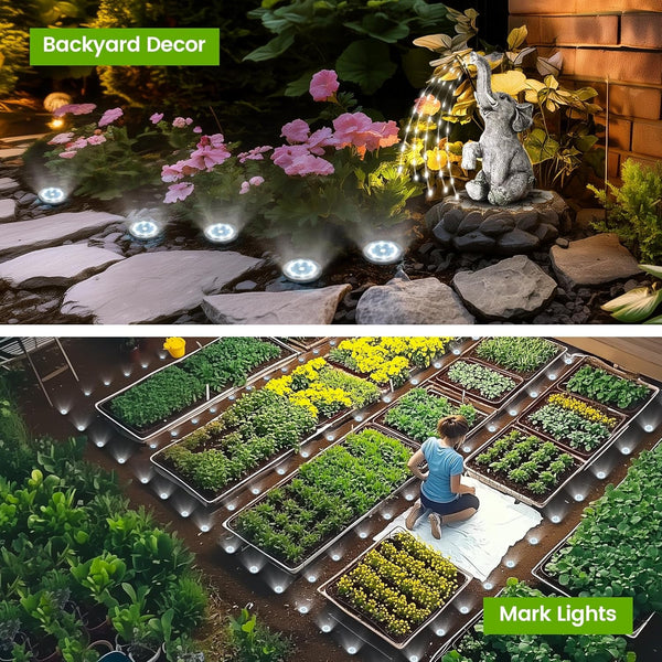 Mini Solar Ground Lights, 12 Pack Solar Powered Pathway Lights, Waterproof Outdoor Light for Garden, Driveway, Walkway, Backyard, Patio (Cool White)6