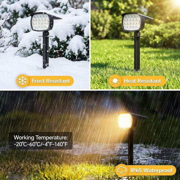 Solar Spot Lights Outdoor, 3 Modes 2-In-1 IP65 Waterproof 4 Pack Spotlights5