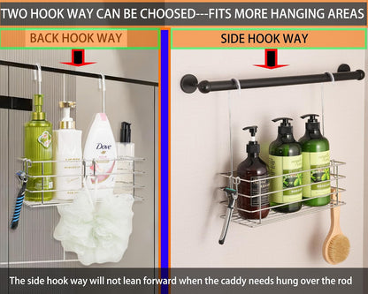 1-Tier Shower Caddy Hanging Shower Rack with Hooks over the Door5