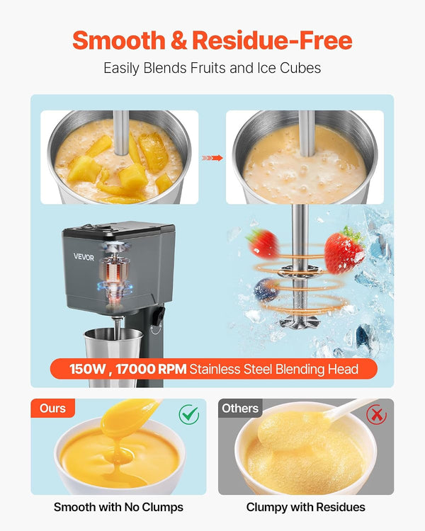 Milkshake Maker, 150W Single Head Milkshaking Machine, Height Ajustable, Dual-Speed Adjustment Drink Mixer Blender with 820Ml Stainless Steel Cup, for Home, Kitchen, Bar & Beverage Shop3