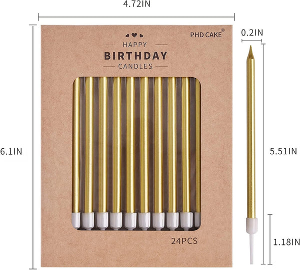 Gold Long Thin Metallic Birthday Candles, Cake Candles, Birthday Parties, Wedding Decorations, Party Candles, Cake Decorations4