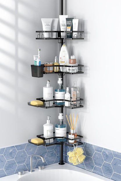Adjustable Shower Caddy Tension Pole: Rustproof Corner Bathroom Shelves1