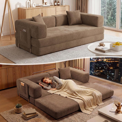 79" Convertible Futon Sofa Bed, Boneless Floor Couch for Living Room1