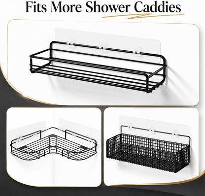 16 Pcs Shower Caddy Adhesive Replacement, Strong Shower Shelf Adhesive,Waterproof Showers Adhesives Strip, Ad-Hesive Hook for Showers, No Drilling for Bathroom Storage Shelve and Kitchen Rack5