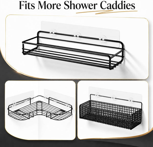 16 Pcs Shower Caddy Adhesive Replacement, Strong Shower Shelf Adhesive,Waterproof Showers Adhesives Strip, Ad-Hesive Hook for Showers, No Drilling for Bathroom Storage Shelve and Kitchen Rack5